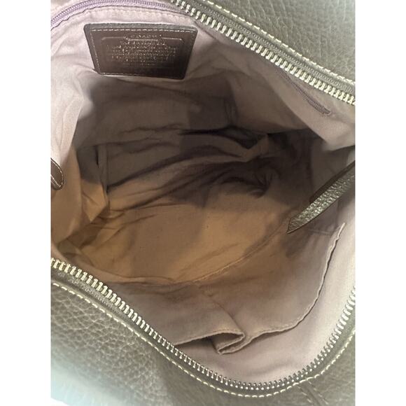 Coach Chocolate Brown Duffle Bucket Bag Pebbled Leather Shoulder Purse F15064 - Picture 4 of 16